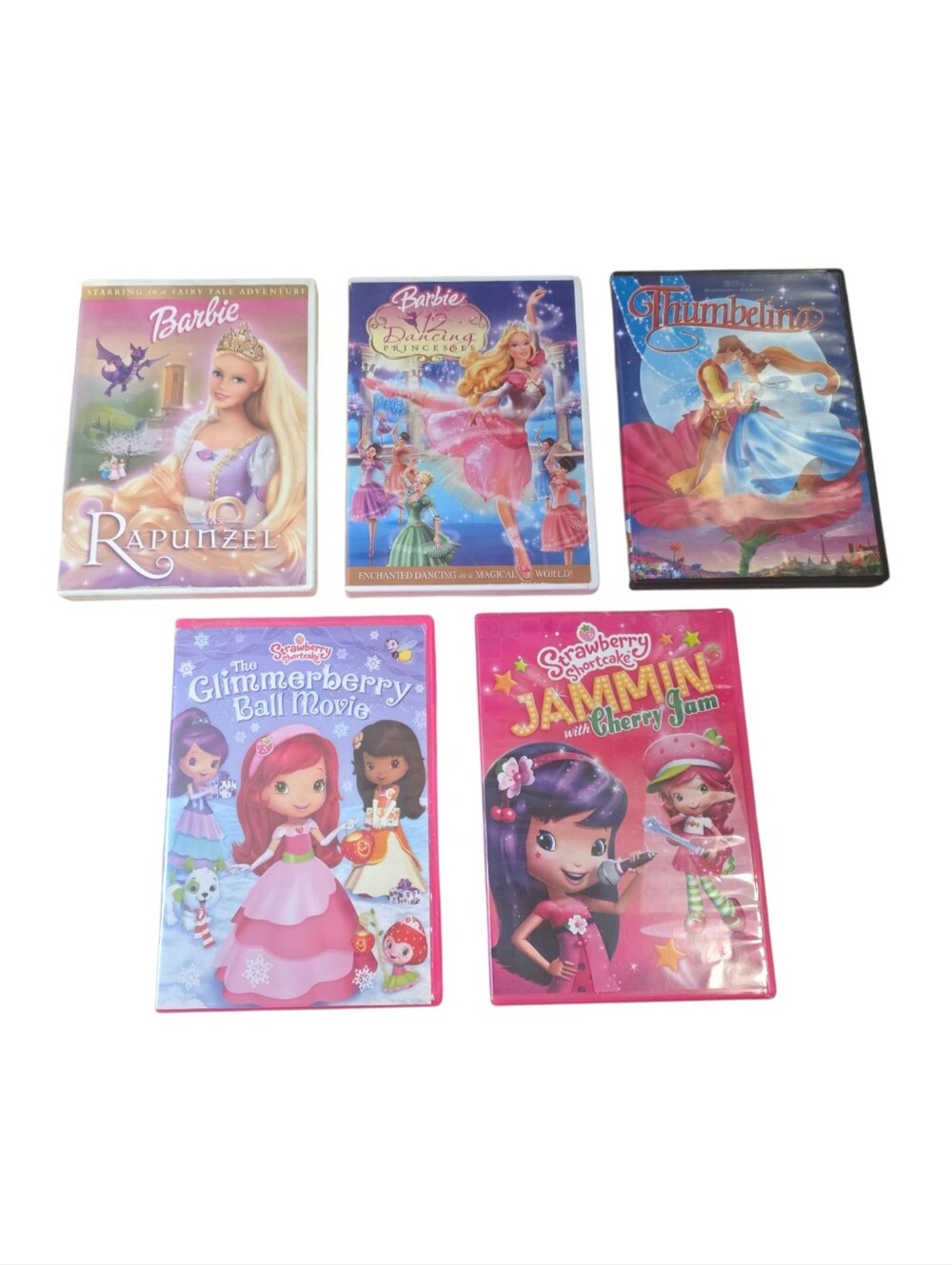 Girls DVDs Barbie 12 Dancing Princesses Rapunzel Strawberry Shortcake Thumbelina